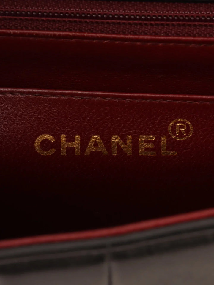 Chanel Around 1995 Made Mademoiselle Stitch Turn-Lock Chain Bag Black