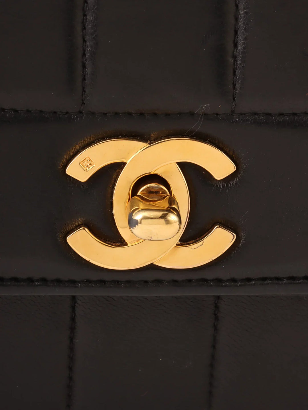 Chanel Around 1995 Made Mademoiselle Stitch Turn-Lock Chain Bag Black