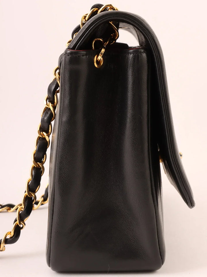 Chanel Around 1995 Made Mademoiselle Stitch Turn-Lock Chain Bag Black