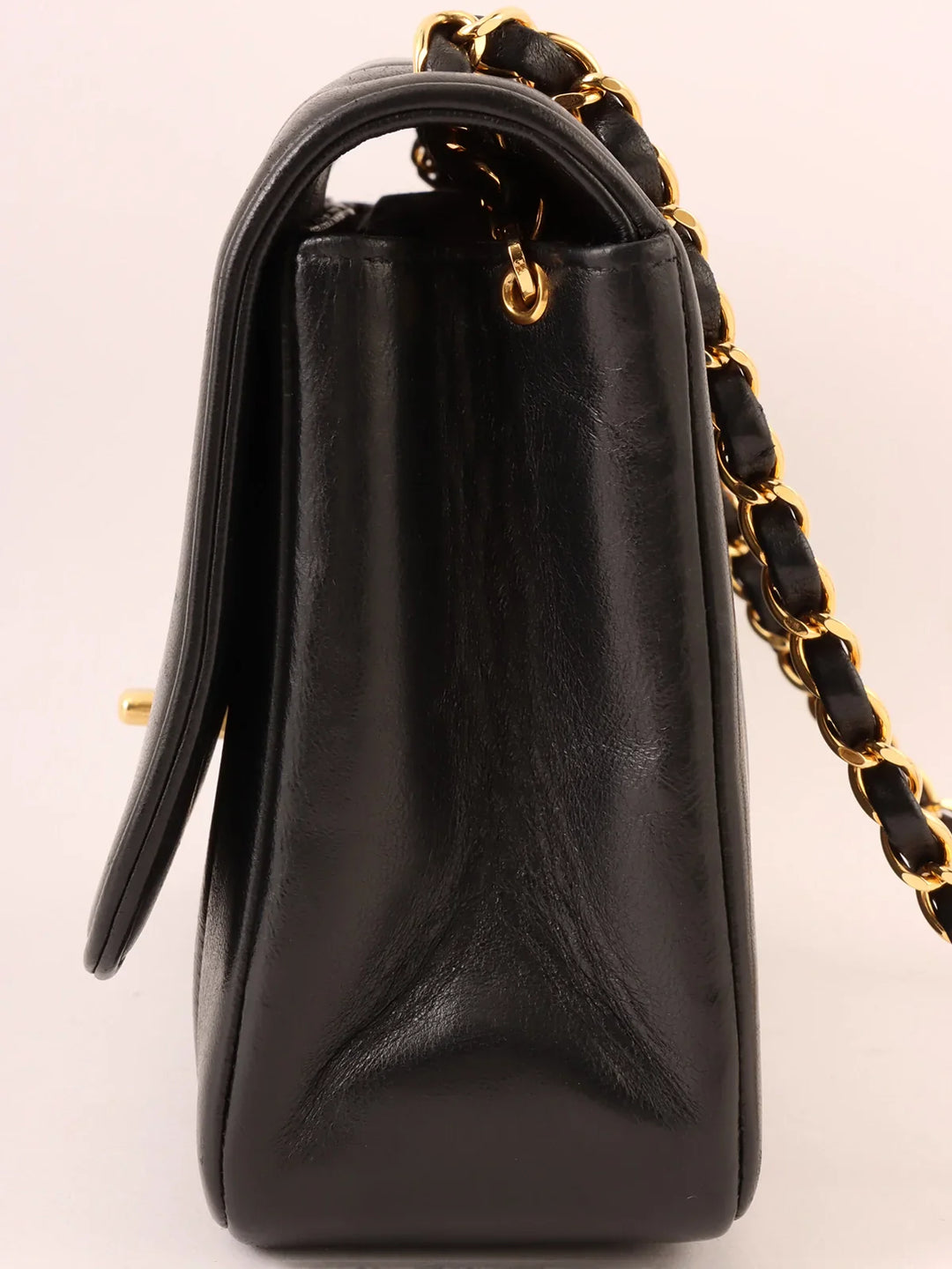 Chanel Around 1995 Made Mademoiselle Stitch Turn-Lock Chain Bag Black