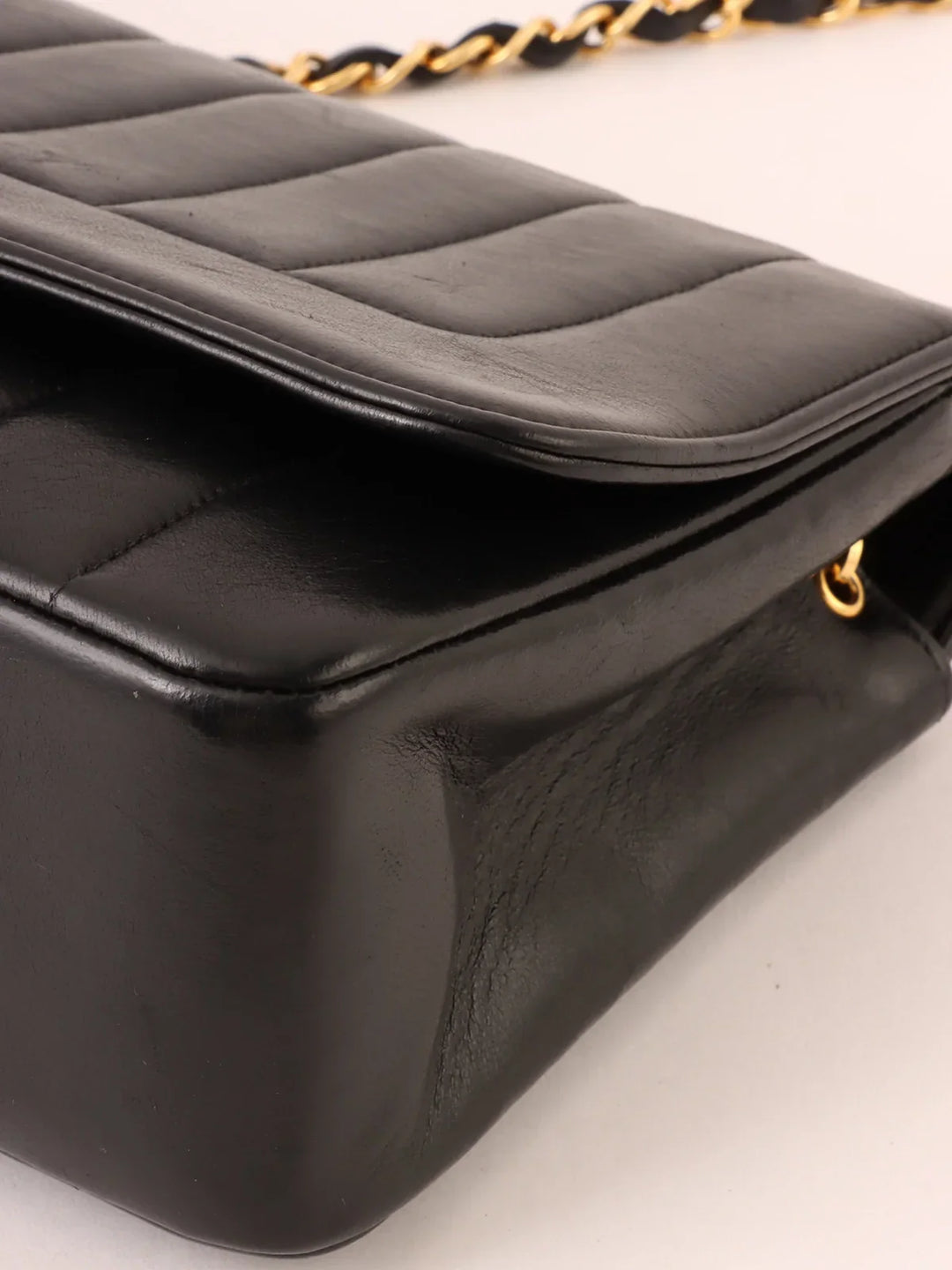 Chanel Around 1995 Made Mademoiselle Stitch Turn-Lock Chain Bag Black