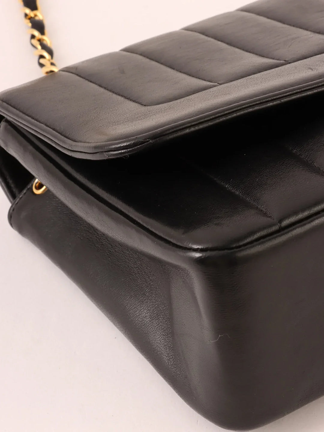 Chanel Around 1995 Made Mademoiselle Stitch Turn-Lock Chain Bag Black