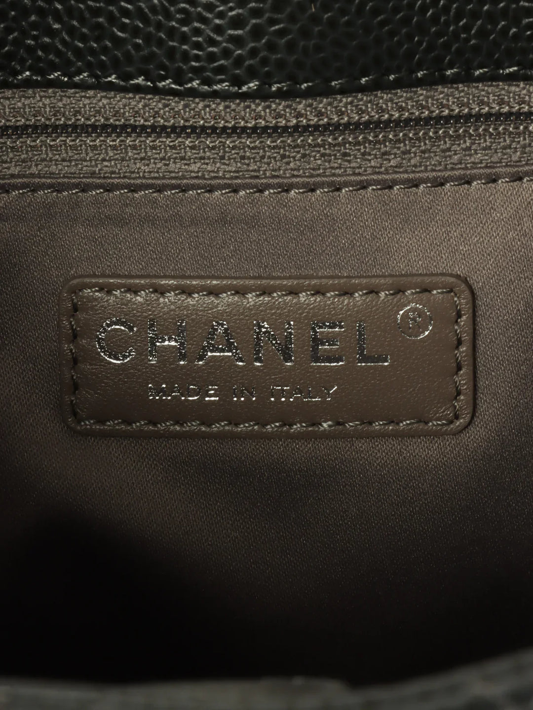 Chanel Around 2014 Made Caviar Skin Cc Mark Stitch Chain Tote Bag Charcoal Grey