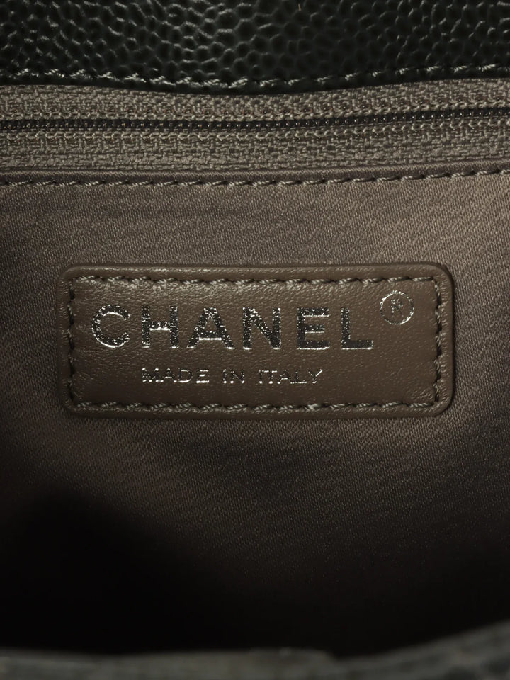 Chanel Around 2014 Made Caviar Skin Cc Mark Stitch Chain Tote Bag Charcoal Grey