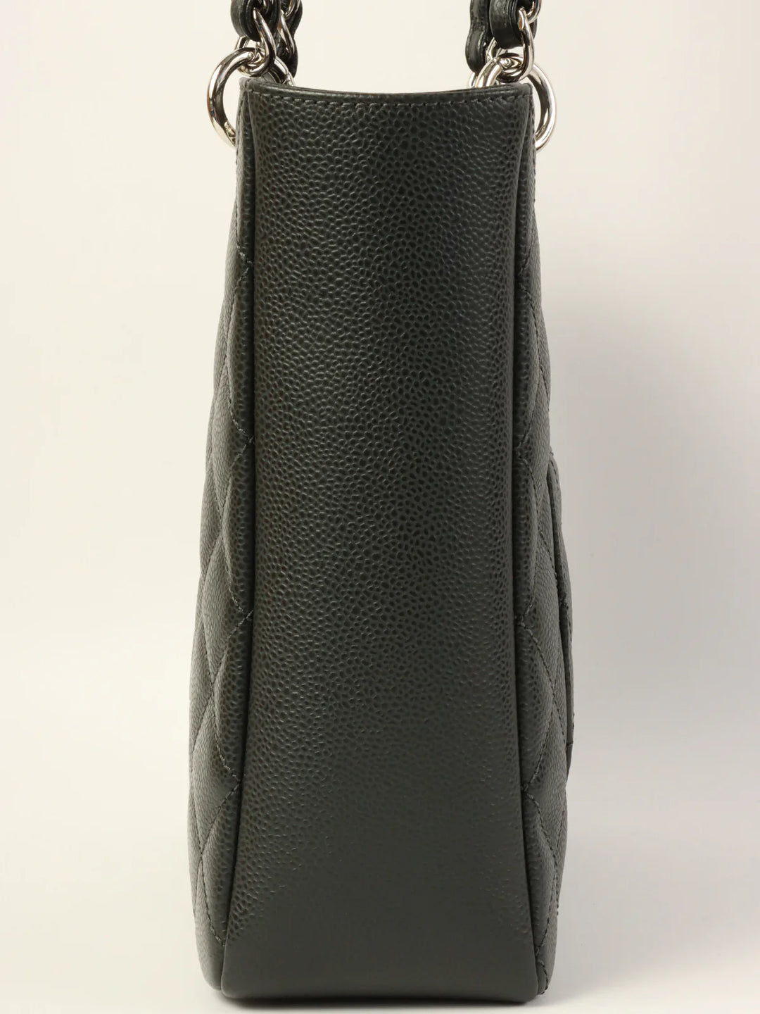 Chanel Around 2014 Made Caviar Skin Cc Mark Stitch Chain Tote Bag Charcoal Grey