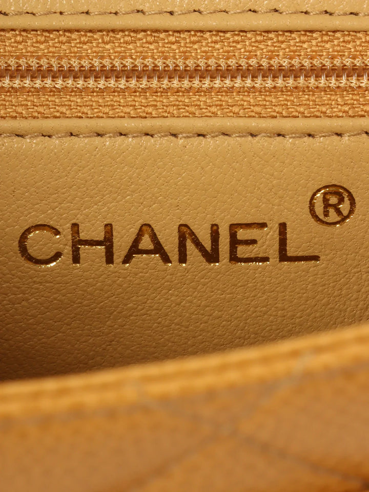 Chanel Around 1997 Made Cc Mark Stitch Top Handle Bag Beige
