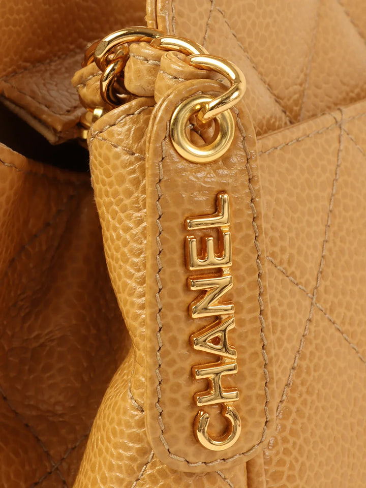 Chanel Around 1997 Made Cc Mark Stitch Top Handle Bag Beige