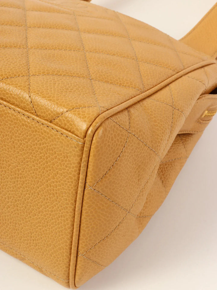 Chanel Around 1997 Made Cc Mark Stitch Top Handle Bag Beige