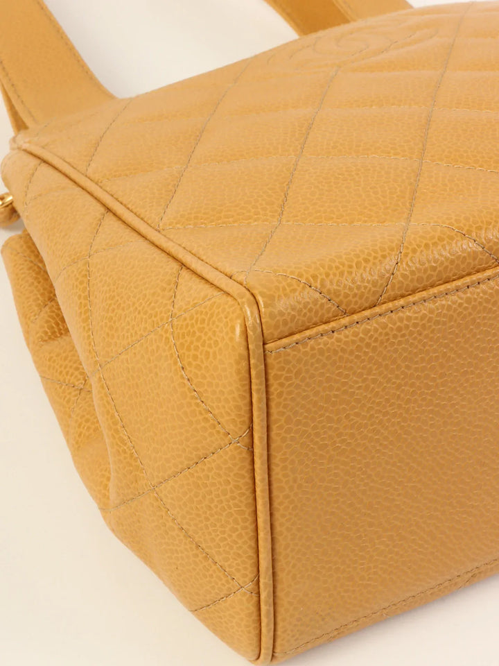 Chanel Around 1997 Made Cc Mark Stitch Top Handle Bag Beige