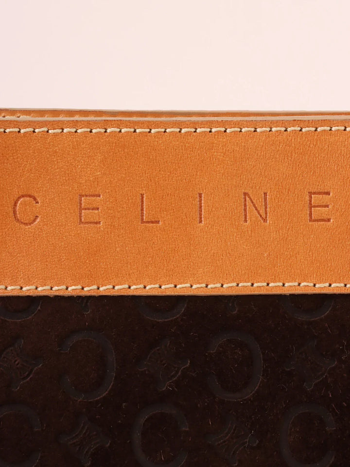 Celine Suede C Macadam Pattern Pouch Brown