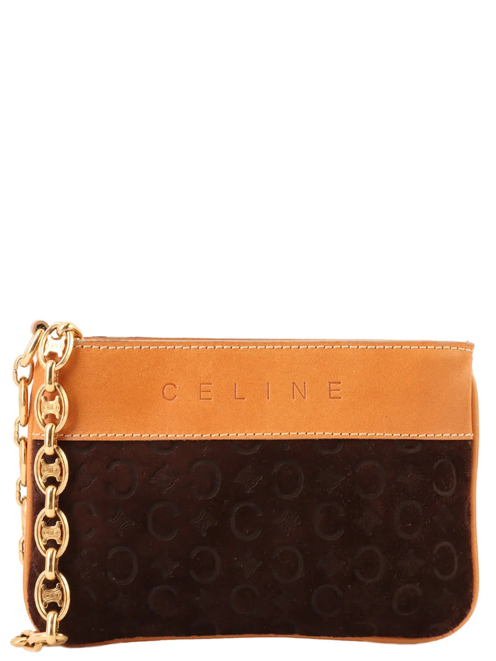 Celine Suede C Macadam Pattern Pouch Brown