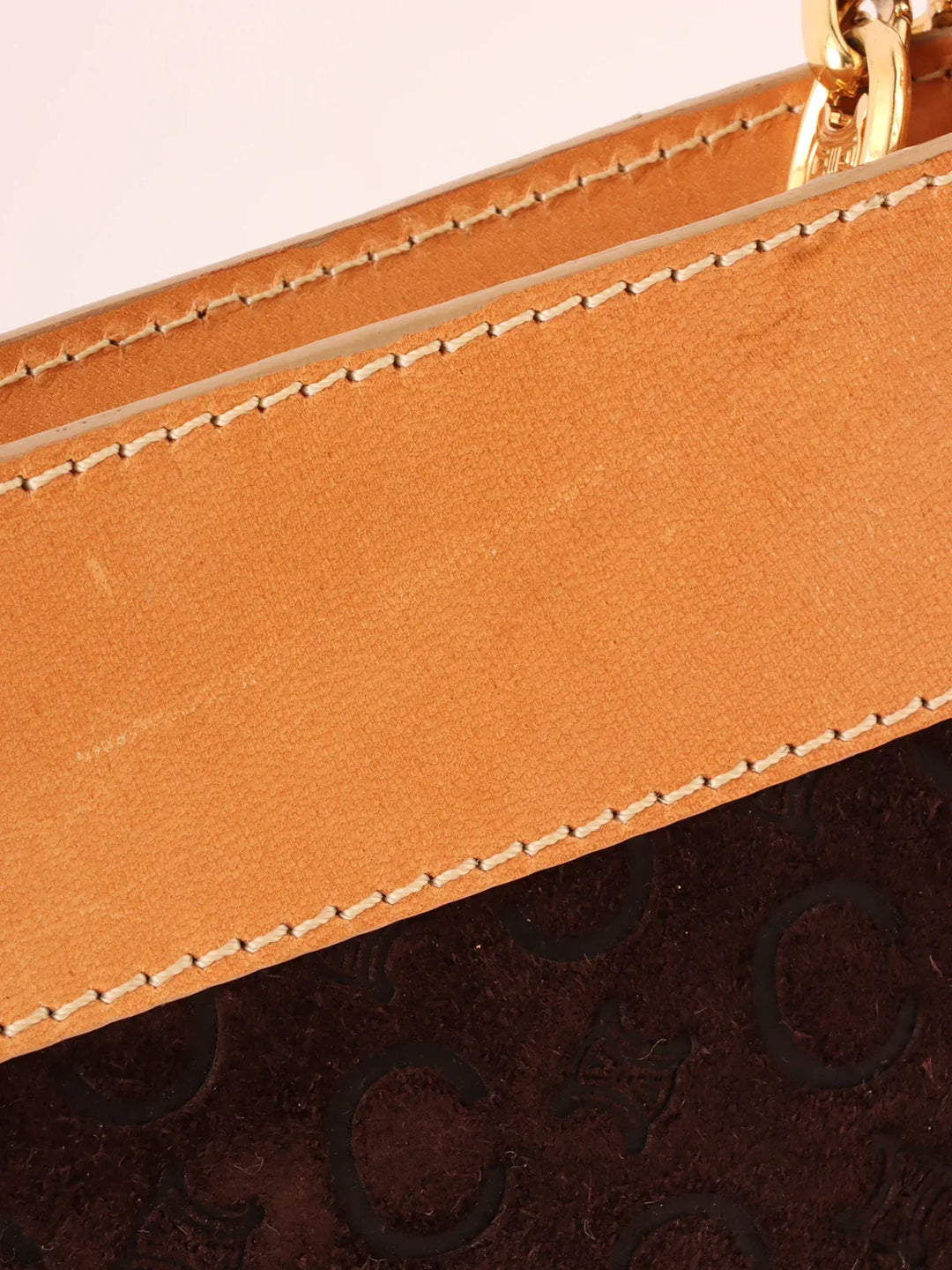 Celine Suede C Macadam Pattern Pouch Brown