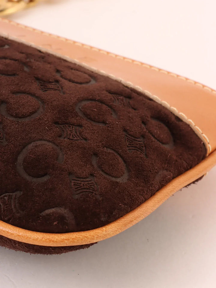 Celine Suede C Macadam Pattern Pouch Brown