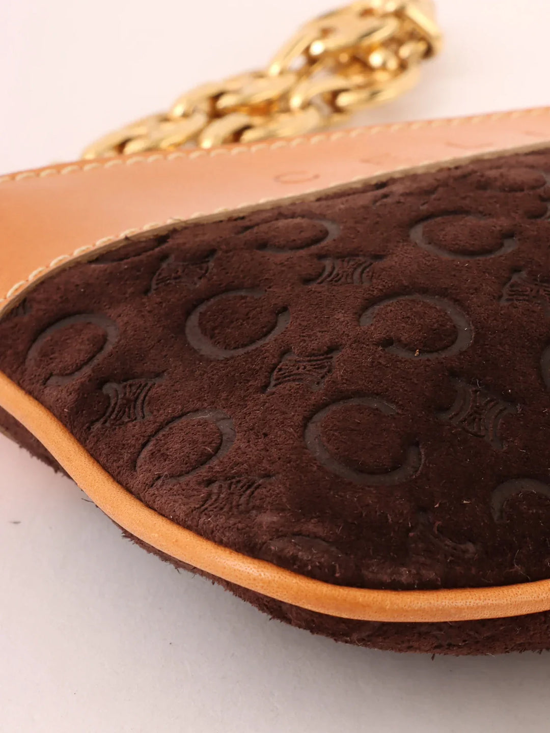 Celine Suede C Macadam Pattern Pouch Brown