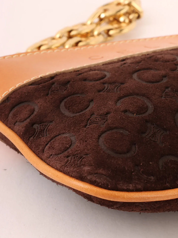 Celine Suede C Macadam Pattern Pouch Brown