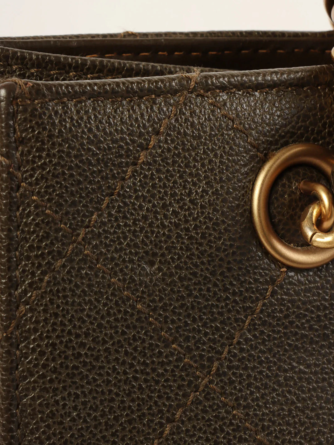 Chanel Around 1998 Made Caviar Skin Turn-Lock Tote Bag Brown