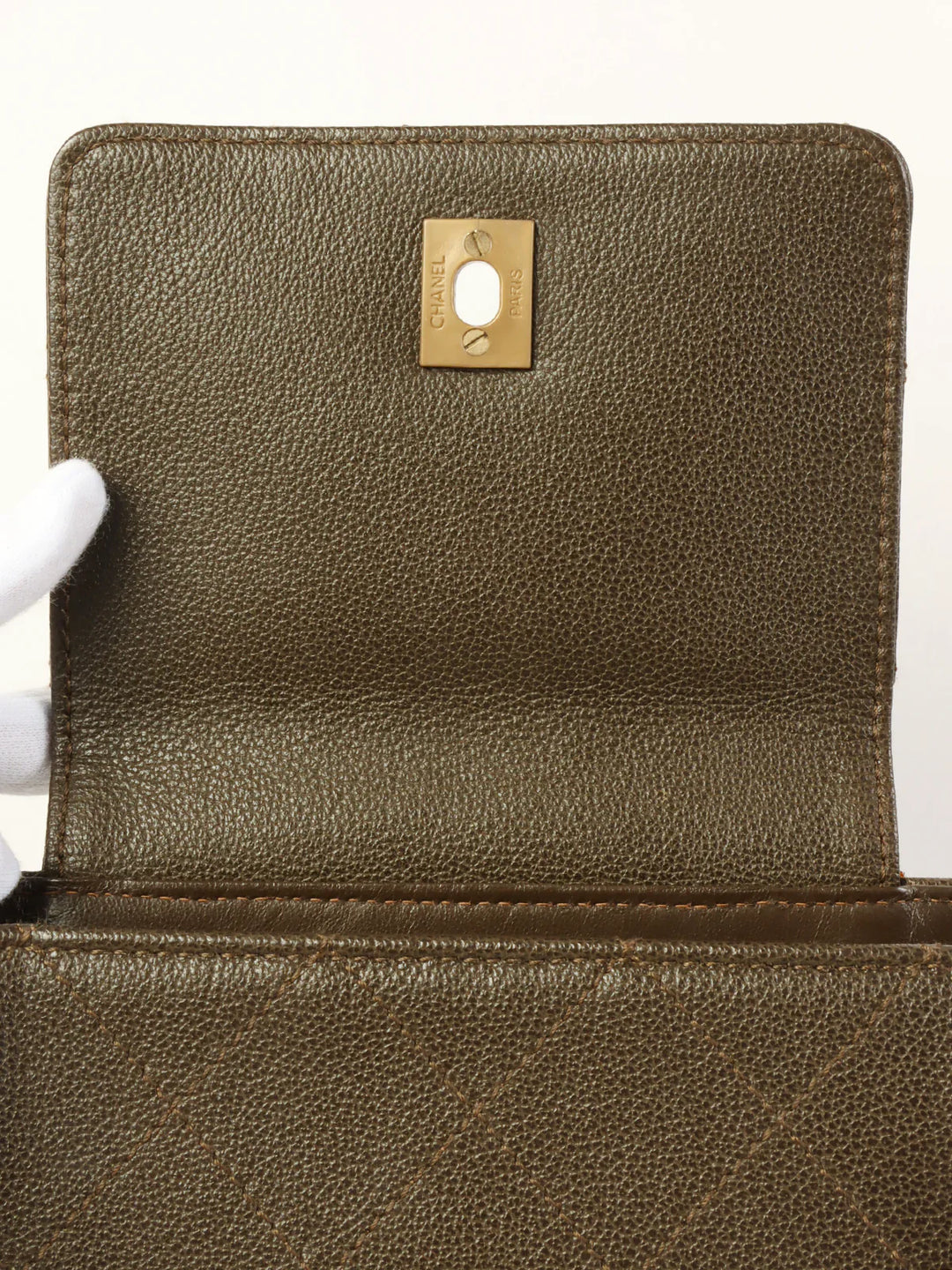 Chanel Around 1998 Made Caviar Skin Turn-Lock Tote Bag Brown