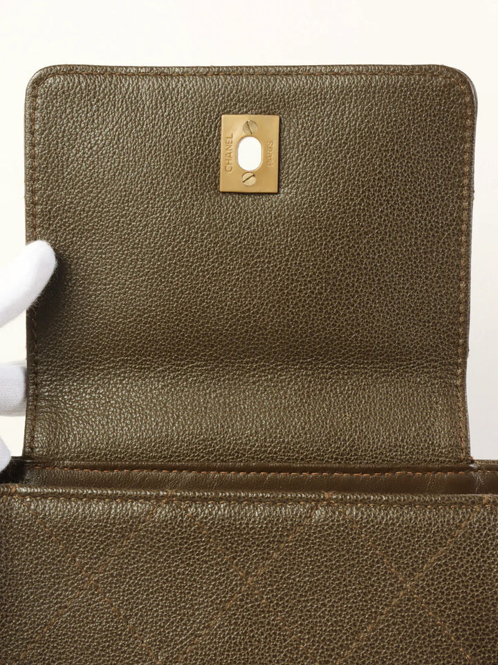Chanel Around 1998 Made Caviar Skin Turn-Lock Tote Bag Brown