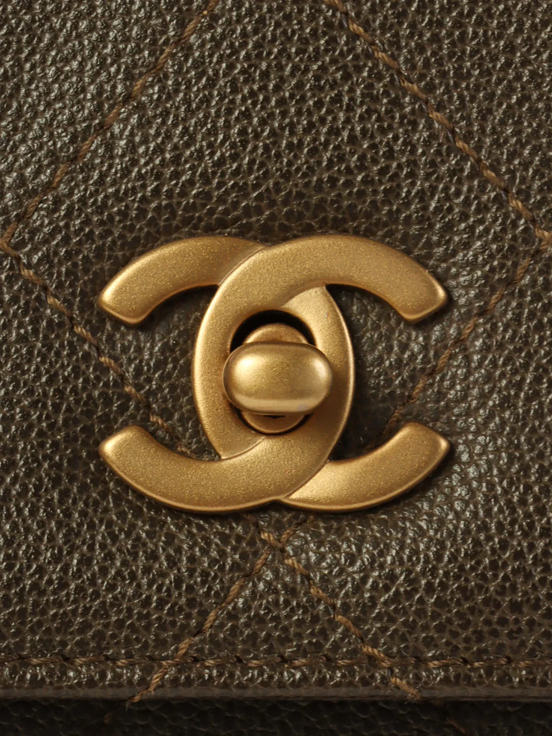 Chanel Around 1998 Made Caviar Skin Turn-Lock Tote Bag Brown
