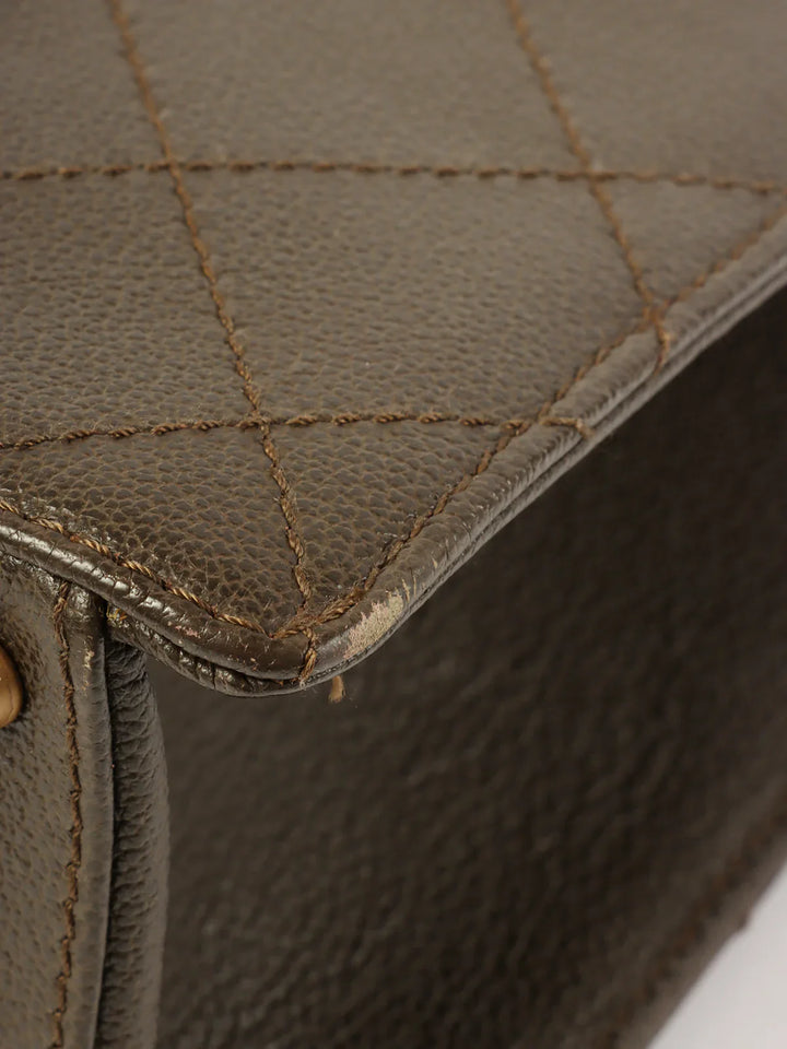 Chanel Around 1998 Made Caviar Skin Turn-Lock Tote Bag Brown