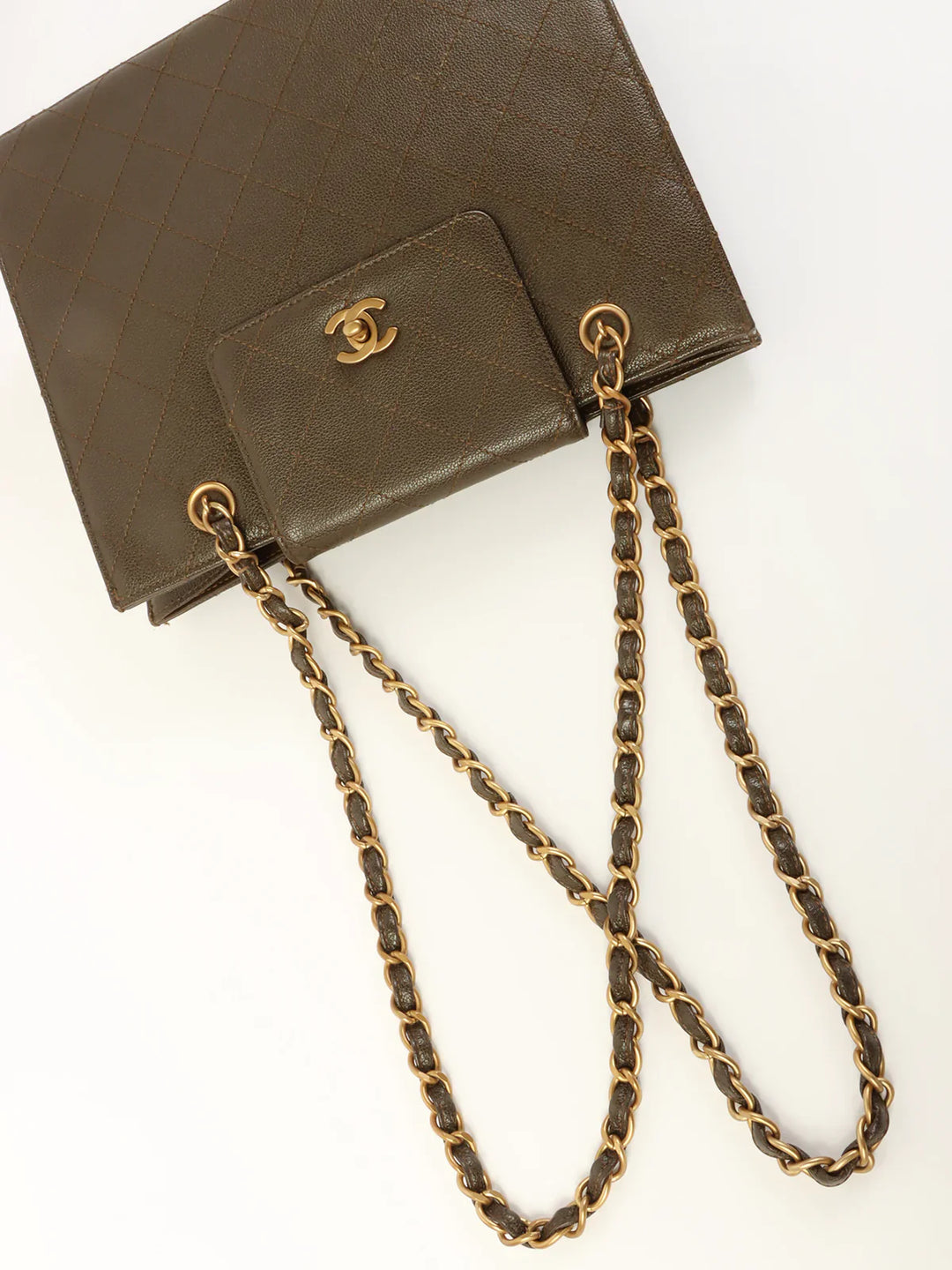 Chanel Around 1998 Made Caviar Skin Turn-Lock Tote Bag Brown
