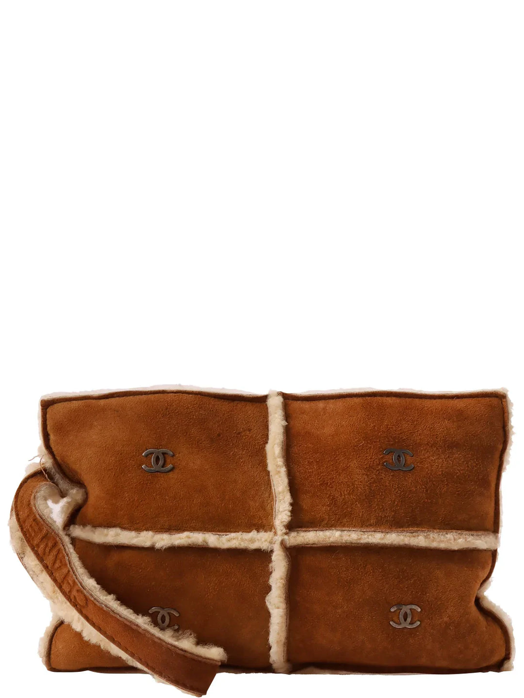 Chanel Around 2000 Made Muton Cc Mark Plate Clutch Bag Ocher