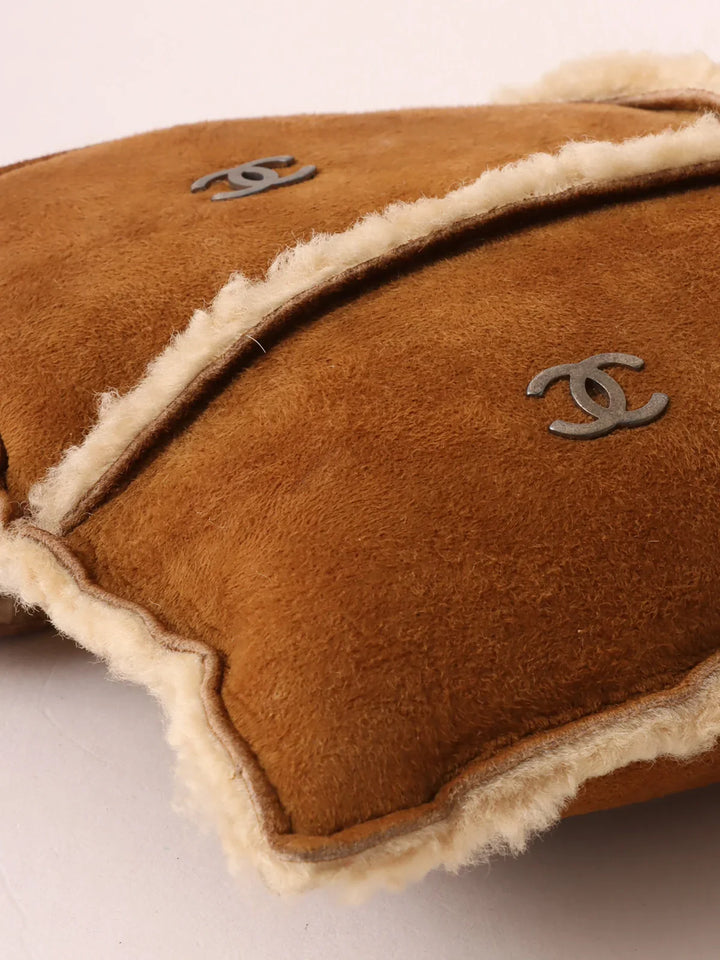 Chanel Around 2000 Made Muton Cc Mark Plate Clutch Bag Ocher