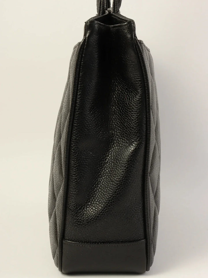Chanel Around 1997 Made Caviar Skin Turn-Lock Tote Bag Black
