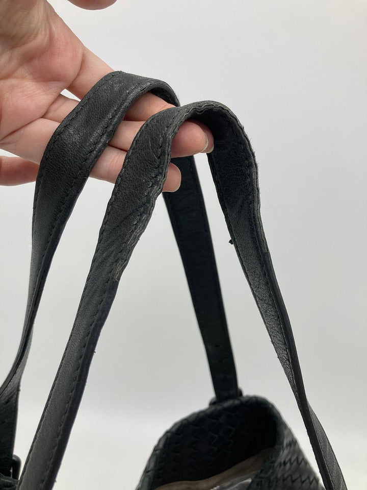 Bottega veneta Black Woven Leather Shoulder Bag Tote