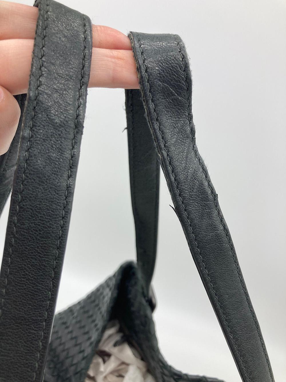 Bottega veneta Black Woven Leather Shoulder Bag Tote