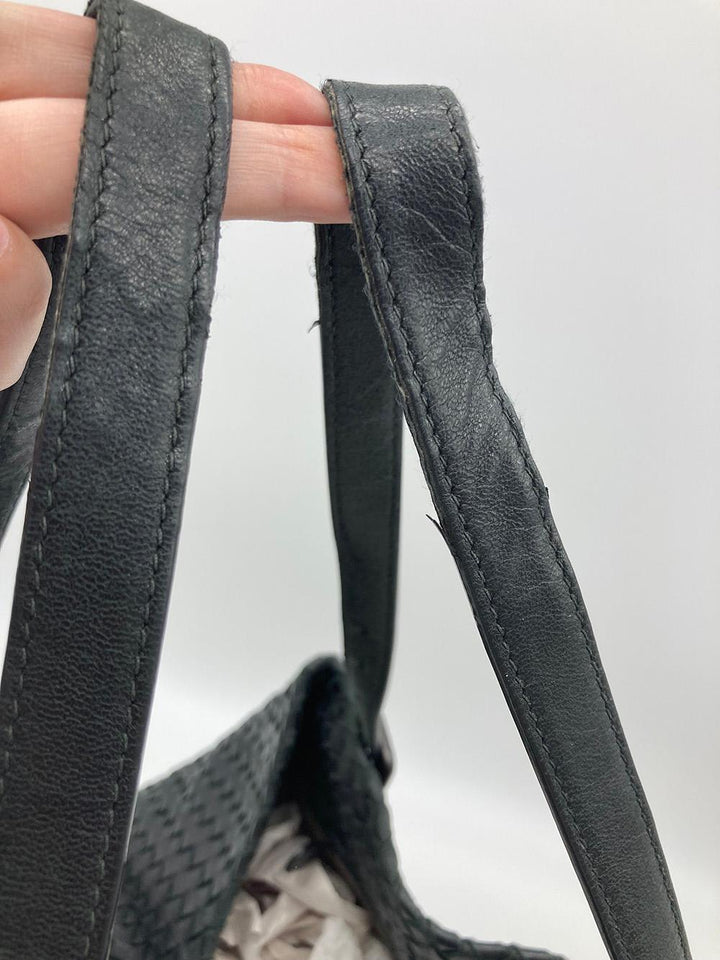 Bottega veneta Black Woven Leather Shoulder Bag Tote