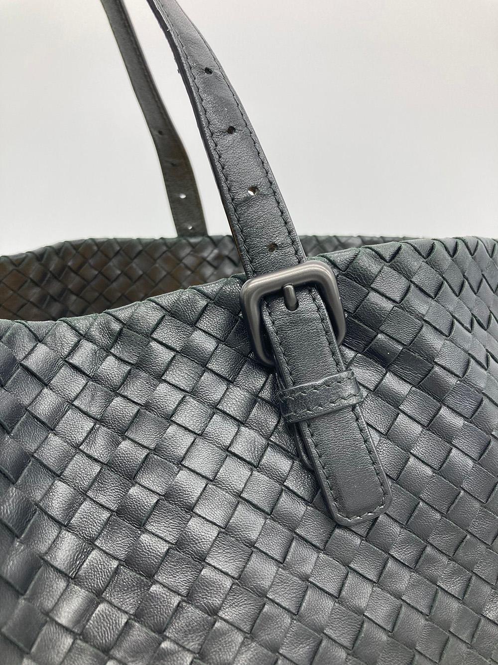 Bottega veneta Black Woven Leather Shoulder Bag Tote