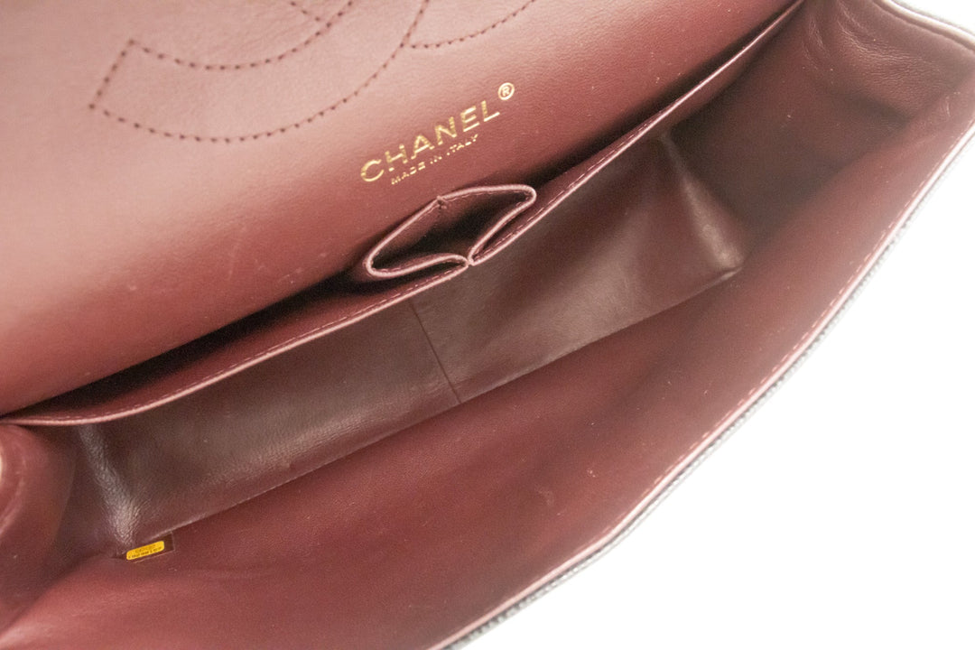 Chanel Classic Large 11" Grained Calfskin Chain Shoulder Bag Black