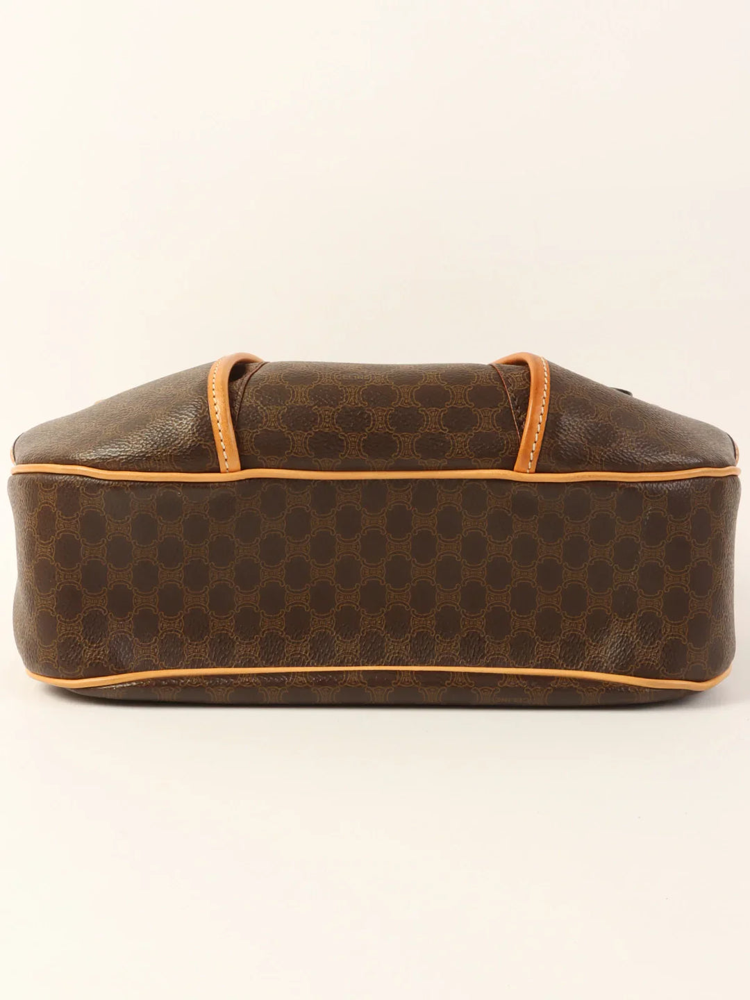 Celine Macadam Pattern Logo Button Shoulder Bag Brown