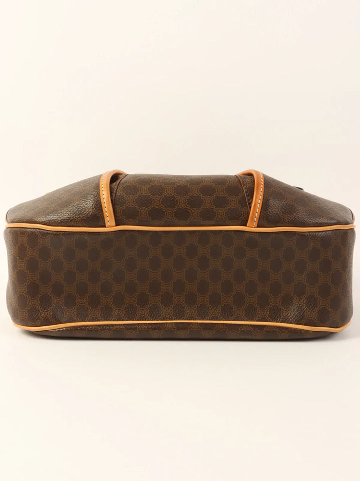 Celine Macadam Pattern Logo Button Shoulder Bag Brown