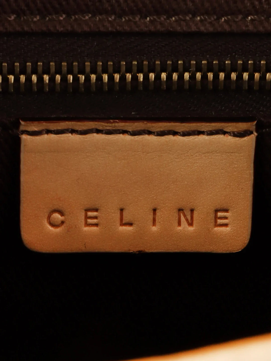 Celine Macadam Pattern Logo Button Shoulder Bag Brown