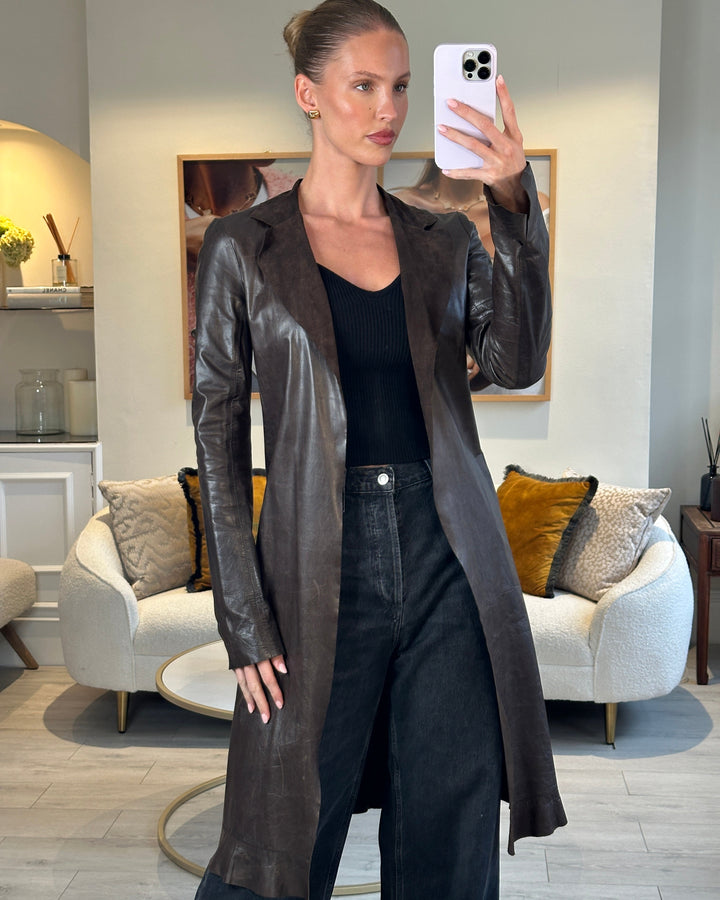 Top Quality Chanel Vintage 02/A Long Line Leather Jacket Size FR 38 (UK 10)