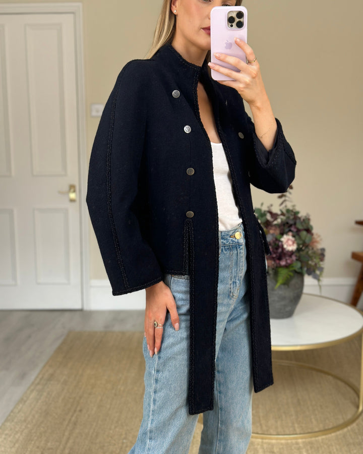 Top Quality Chanel Navy 2008 Cruise Accent Jacket with Tassel Detailing FR 38 (UK 10)