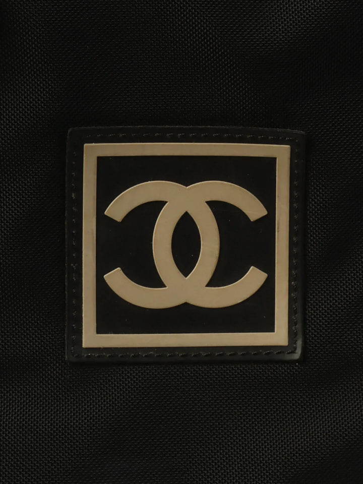 Chanel Around 2001 Made Sport Line Nylon Logo Boston Bag Black