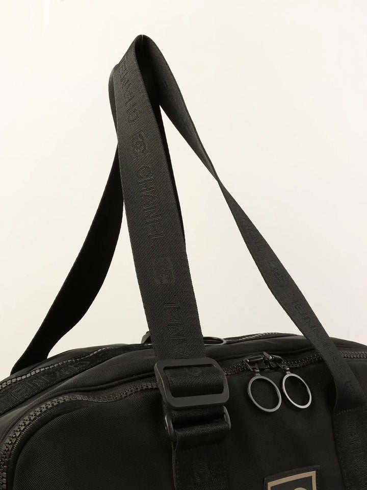 Chanel Around 2001 Made Sport Line Nylon Logo Boston Bag Black