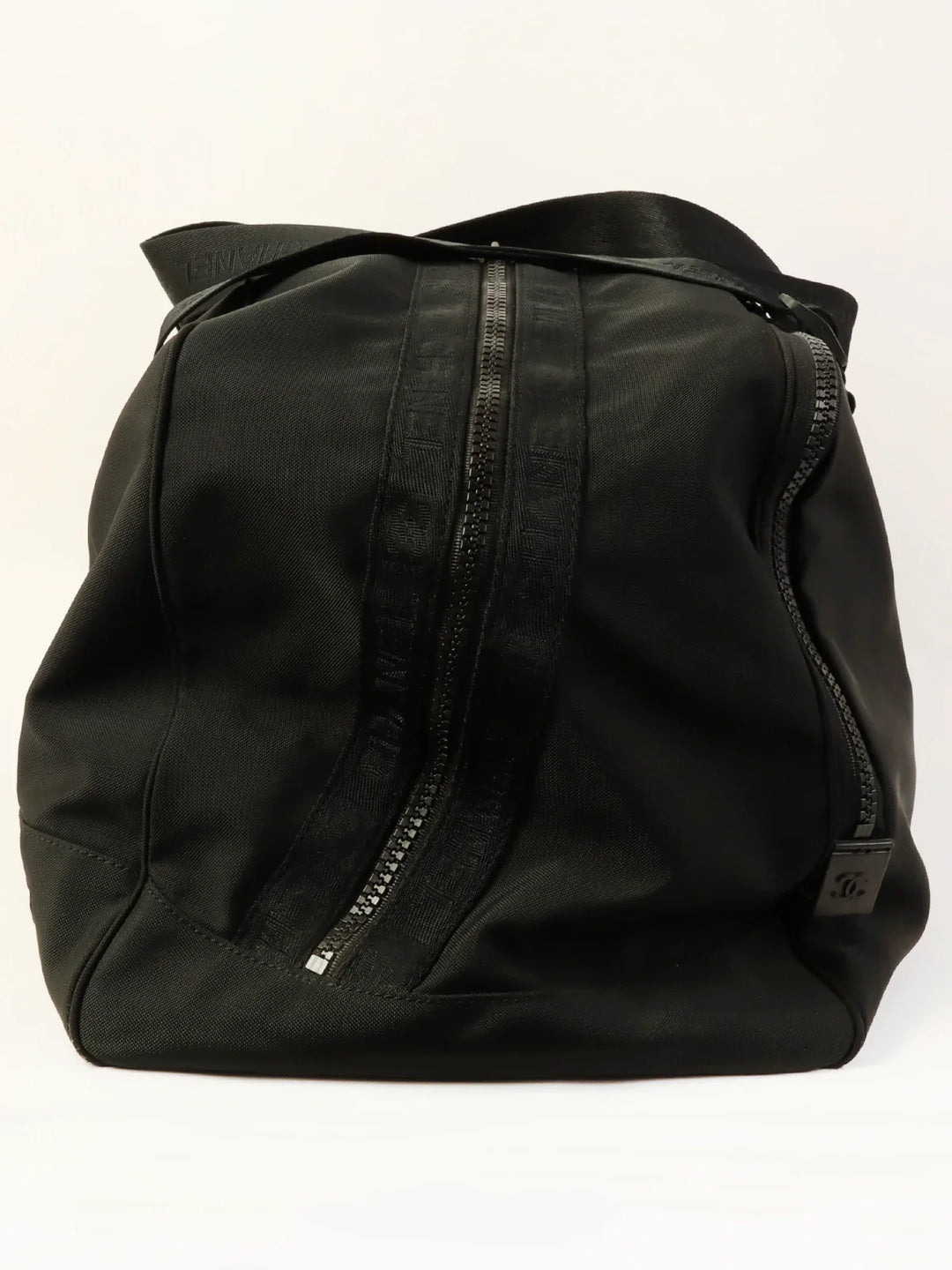 Chanel Around 2001 Made Sport Line Nylon Logo Boston Bag Black