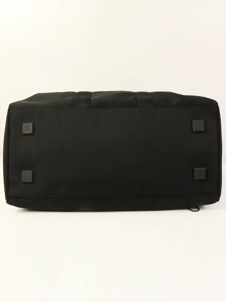 Chanel Around 2001 Made Sport Line Nylon Logo Boston Bag Black