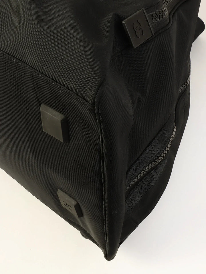 Chanel Around 2001 Made Sport Line Nylon Logo Boston Bag Black