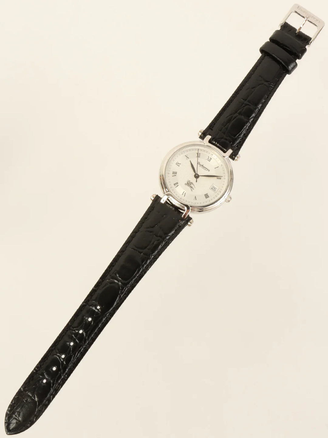 Burberry Round Logo Face Watch Silver/Black