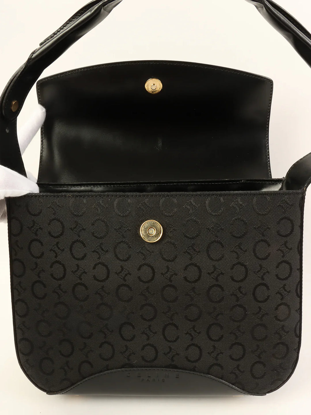 Celine C Macadam Pattern Shoulder Bag Black