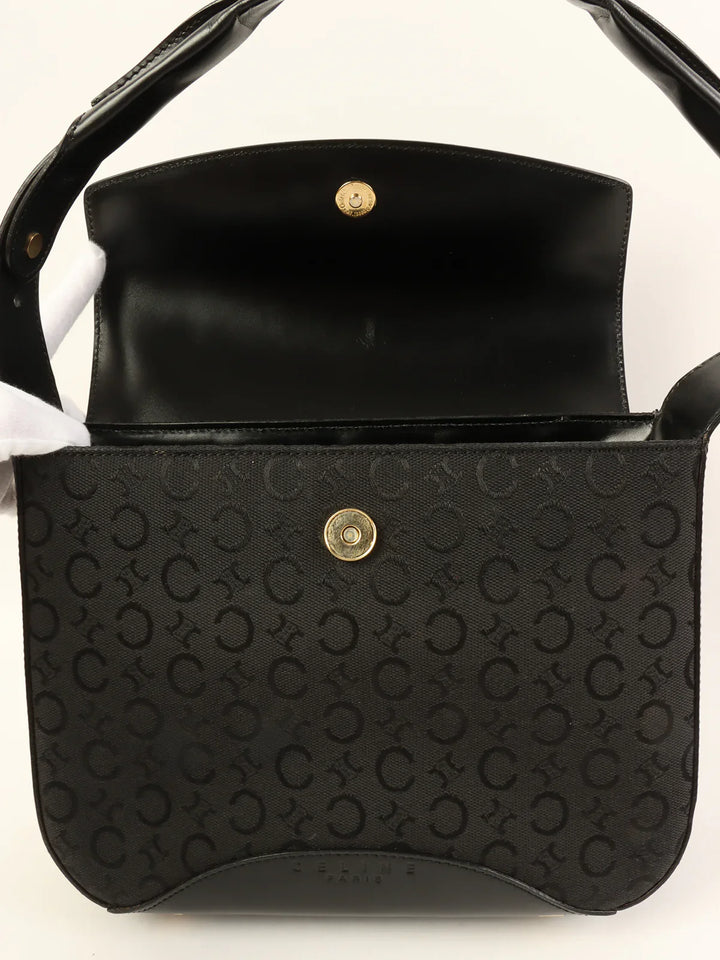 Celine C Macadam Pattern Shoulder Bag Black