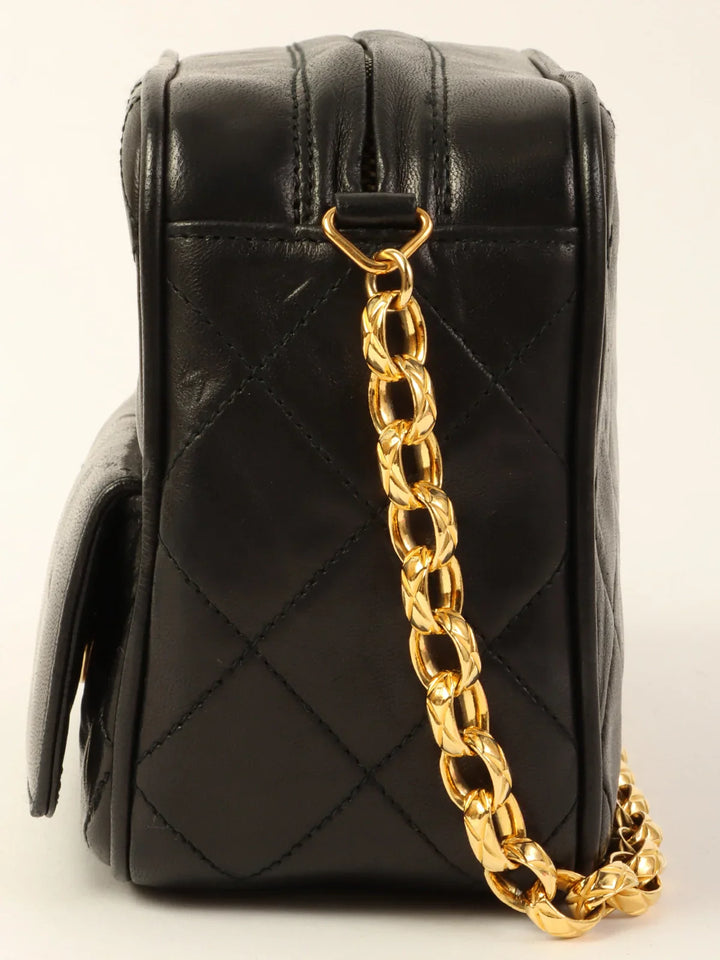 Chanel Around 1990 Made Cc Mark Stitch Tassel Bijoux Chain Bag Black