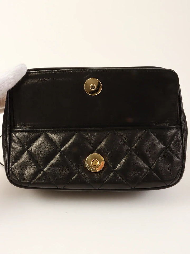 Chanel Around 1990 Made Cc Mark Stitch Tassel Bijoux Chain Bag Black