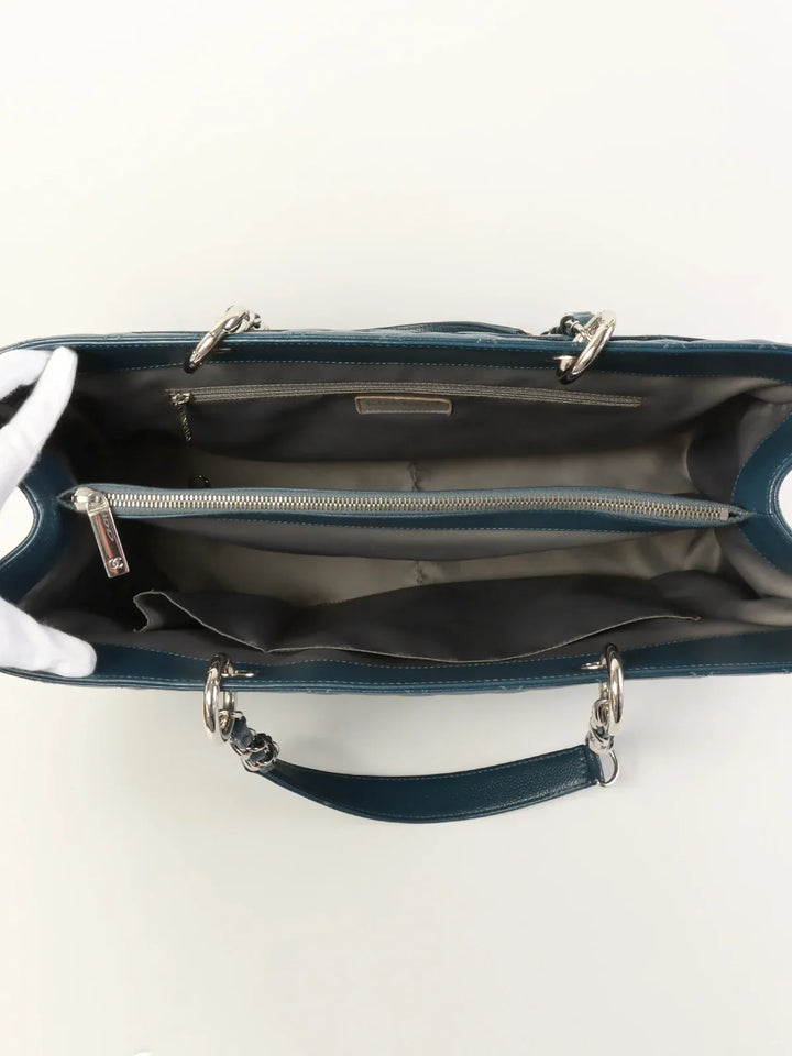 Chanel Around 2013 Made Caviar Skin Cc Mark Stitch Chain Tote Bag Indigo Blue