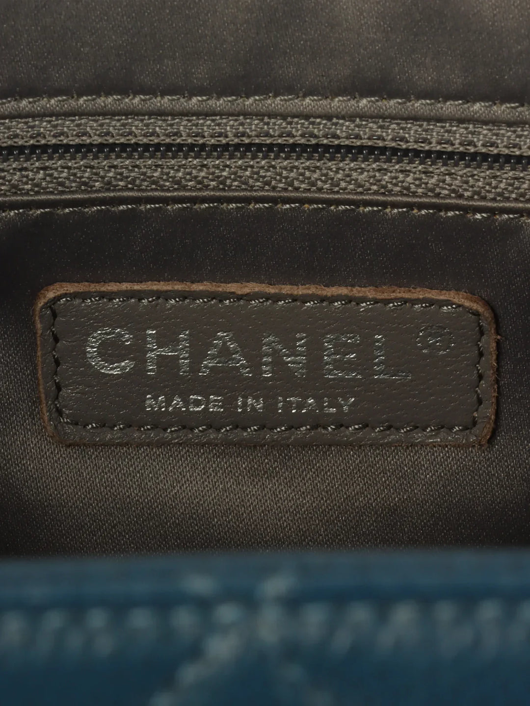 Chanel Around 2013 Made Caviar Skin Cc Mark Stitch Chain Tote Bag Indigo Blue
